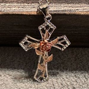 Beautiful Rose cross pendant with necklace